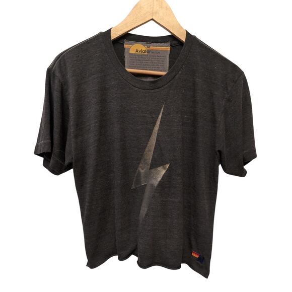 Aviator Nation Bolt Tee Charcoal Gray Short Sleeve Streetwear Normcore Grunge - Picture 2 of 6